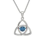Sterling silver Dancing birthstone pendant Dec  (Blue Topaz CZ) image