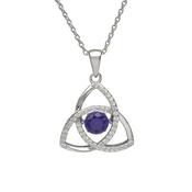 Sterling silver Dancing birthstone pendant Sept (Sapphire Cz) image