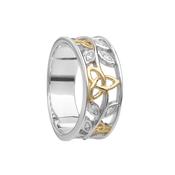 Sterling silver Gold plated Trinity band set with cz