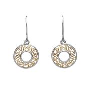 Silver Golden plated Filigree Round Drop Earrings