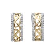 Silver Golden plated Celtic Huggie Earrings With Cz
