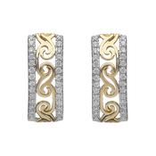 Silver Golden plated Celtic Huggie Earrings With Cz