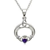 Sterling Silver Claddagh &amp;amp; Trinity Knot June Birthstone Pendant image