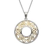 Silver Golden Plated Celtic Filigree Round Pendant