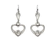 Silver Claddagh heart drop earrings image