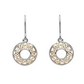 Silver/GP Filigree round drop earrings image