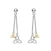 Silver double hanging trinity earrings image
