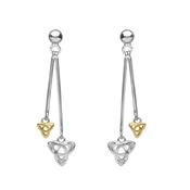 Silver double hanging CZ trinity earrings image