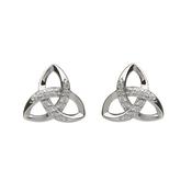 Silver CZ trinity stud earrings image