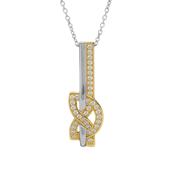 Silver CZ two tone love knot drop pendant image