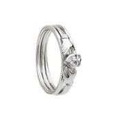 Silver CZ three part stacking claddagh ring image
