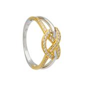 Silver CZ two tone love knot ring image