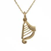 10CT Y/Gold small Harp Charm with Celtic detail 15mx 8m