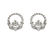 10CT White Gold SML twist wire Claddagh Stud E/R BXD
