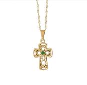 10CT Y/Gold Celtic design crosse with Emerald centre on 18" chain 15mx11m