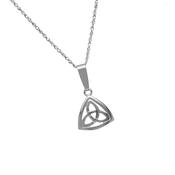 10CT White gold Trinity Knot pendant with bezel on 18 twist chain