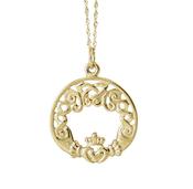 10ct Celtic/Claddagh round pendant