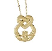 10kt Love knot Claddagh pendant