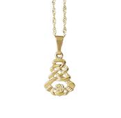 10CT  Y/Gold Claddagh Pendant GBDC 18 twist Chain