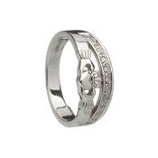 10CT W/Gold elegance Claddagh ring with 10 diamonds in an arch image