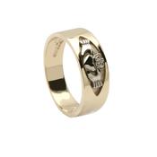 10CT Y/Gold Ladies Band with W/Gold Claddagh insert Claddagh Motto engraved inside image