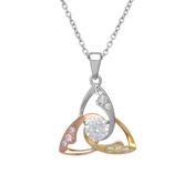 Silver CZ Three tone Silver/Rose/Yellow Trinity Pendant image