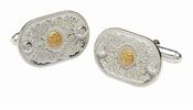 Arda Silver (25MM) Cuff links &amp;amp; 14CT Boss