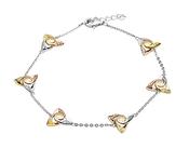 Silver Tri Colour Bracelet with CZ Trinity Spiral Centre
