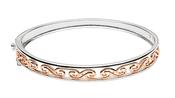 Silver &amp;amp; Rose Gold Plated La Tene Design Hinged Bangle