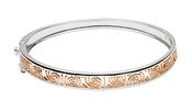 Silver &amp;amp; Rose Gold Plated Newgrange Design Hinged Bangle