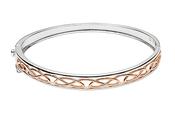 Silver &amp;amp; Rose Gold Plated Celtic Love Knot Design Hinged Bangle