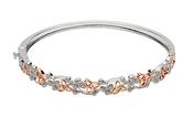 Silver Bangle with CZ shamrocks and rose gold plated trinity knots