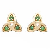 14ct Yellow Gold Emerald Trinity Earrings image