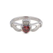 January Birthstone Garnet Crystal Claddagh Ring image