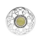 Silver Connemara Marble &amp;amp; Marcacite Trinity Knots Brooch image