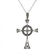 Sterling Silver Marcacite Modern Celtic Cross Pendant image