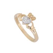 Diamond Claddagh Ring in Yellow Gold image