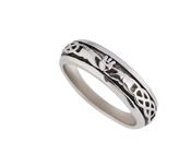 Sterling Silver Oxidized thin  Claddagh Band image
