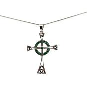 Sterling Silver large Green Trinity Cross