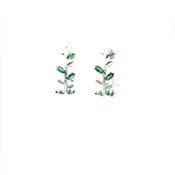 Sterling Silver Green and White Crystal Earrings image
