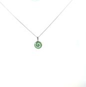 Sterling Silver Green Enamel Celtic Swirl