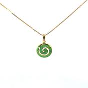 Sterling Silver Gold Plated Green Enamel Spiral Necklace