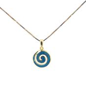 14ct Gold Plated Medium Blue Swirl Necklace