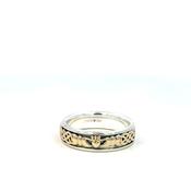 Silver &amp;amp; Yellow Gold Narrower Claddagh Band