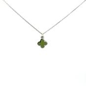 Sterling Silver Connemara Marble Four Leaf Clover Necklace image