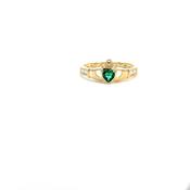 9ct Gold Claddagh Ring with Lab Emerald and Diamonds image
