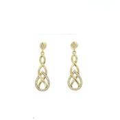 14ct Gold Plated White Crystal Celtic Drop Earrings image