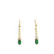 14ct Gold Plated Drop Green Celtic Earrings image