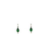 Sterling Silver Small Hoop Earring with Green Crystals image