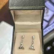 Sterling Silver Trinity Crystal Drop Earring image